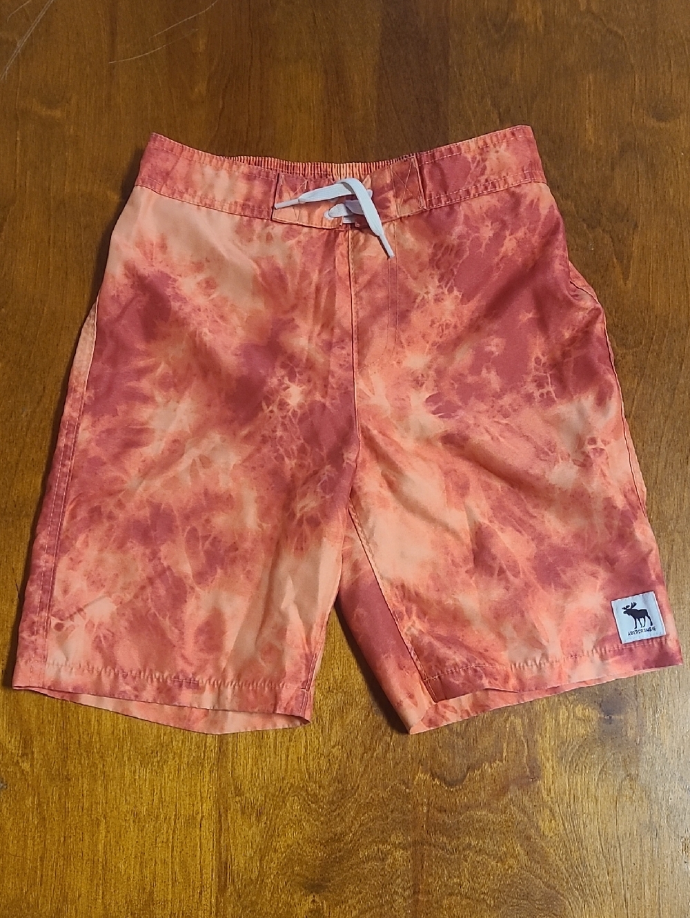 abercrombie kids orange tie-dye swim trunks